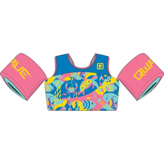 QWAVE Coast Guard Approved Child Pool Floatation Swim Vest, 33-55 lbs, GeoFriends Print