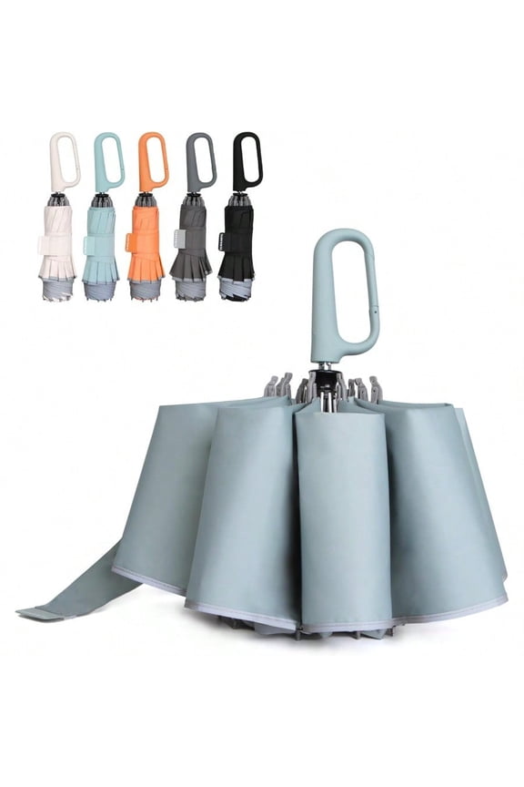 QWB Inverted Umbrella with Carabiner Handle Wind Proof Umbrellas For Rain and Sun 46 Inch Portable Reverse Folding UV Umbrella Car Umbrella for Women Men 10 Ribs