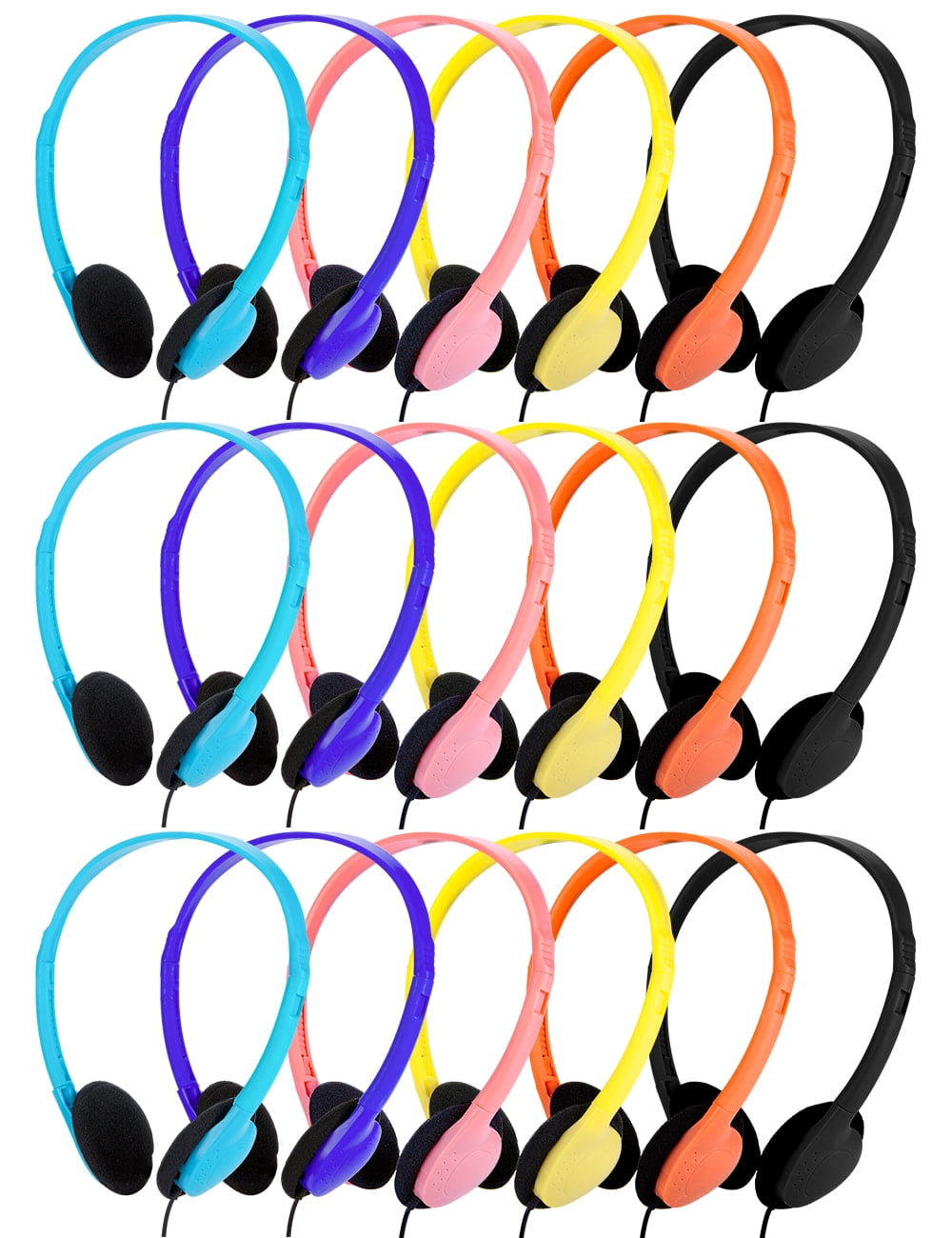 QWERDF 24 Packs Colorful Bulk Headphones for Students, Classrooms