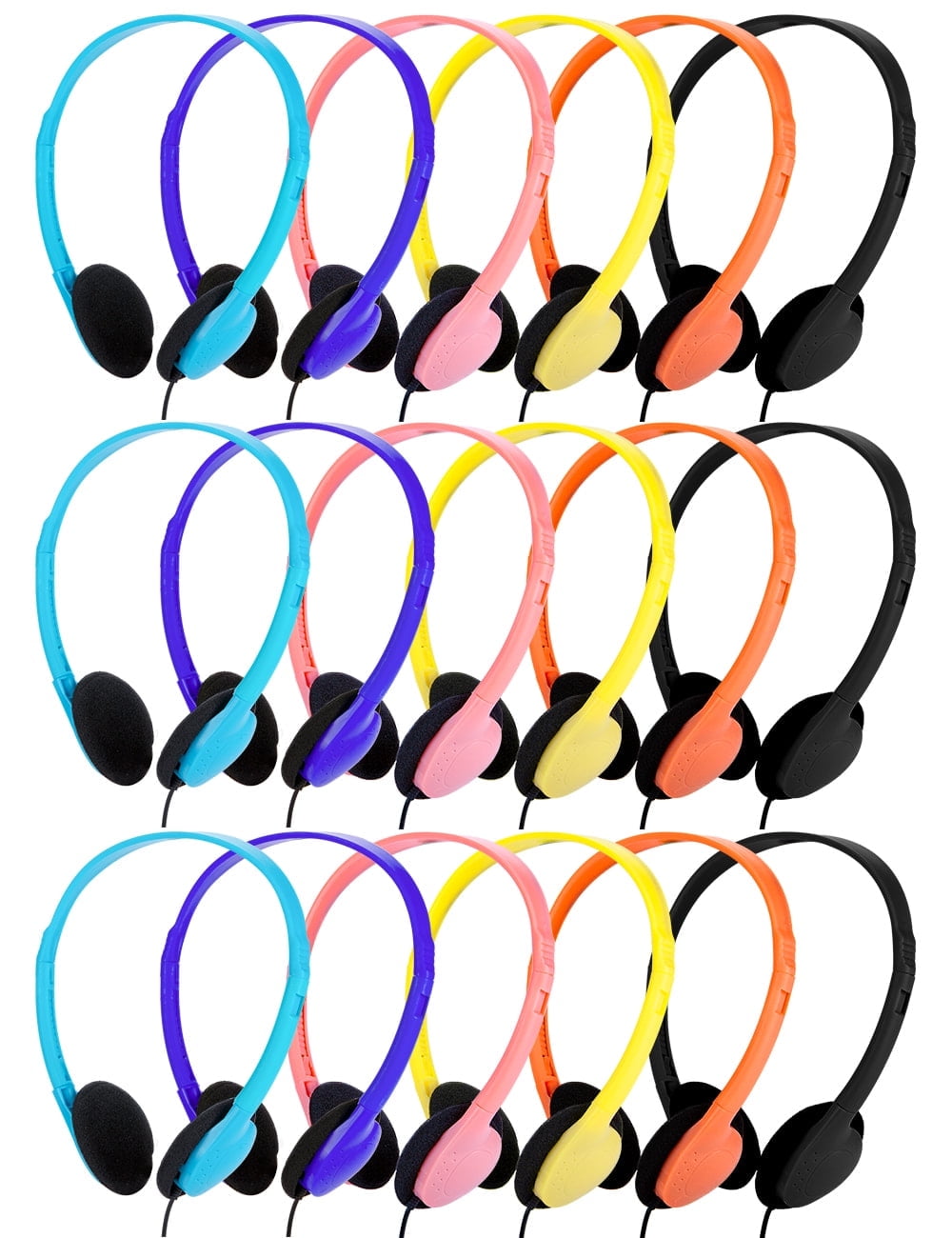 QWERDF 24 Packs Headphones Bulk Classrooms Students Wired Earphones for School Durable Individually Wrapped in 6 Colors