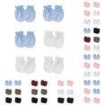 thumbnail image 1 of QWERTY 6 Pairs Infant Mittens Set Solid Color Soft Knit Scratch Free Gloves for Babies 0 to 6 Months Cold Weather, 1 of 5
