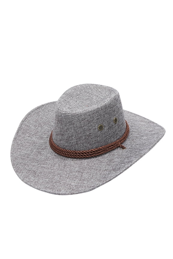 Adult Solid Casual Summer Western Cowboy Hat Wide Brim for Travel Sun