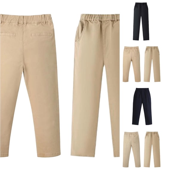 QWERTY Boys Khaki Elastic Waist Dress Pants Back to School School Uniform Stretch Trousers Size s