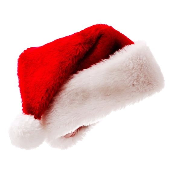 QWERTY Classic Velvet Santa Hat Red Unisex Christmas Hat for Kids Xmas New Year Party One Size