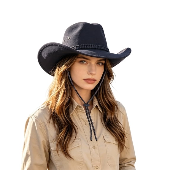 QWERTY Classic Western Cowboy Hat Wide Brim Outdoor Sun Hat Fashionable Style