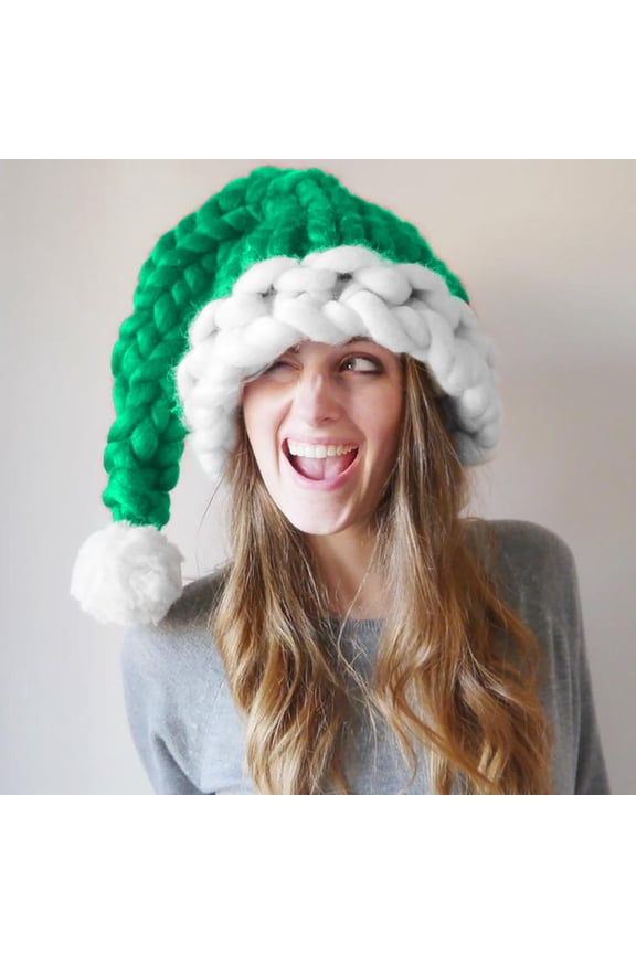 Icelandic Wool Hand Knit Christmas Hat Warm Winter Beanie for Cold Weather One Size