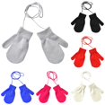 thumbnail image 1 of QWERTY Kids Winter Solid Knit Gloves with String Cute Warm Cold Weather Outdoor Daily Winter Warm Mittens, 1 of 4