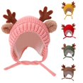 thumbnail image 1 of QWERTY Kids Woolen Hat Lovely Antler Knitted Cap Earmuffs for Boys Girls, 1 of 4