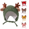 thumbnail image 1 of QWERTY Kids Woolen Hat Lovely Antler Knitted Cap Earmuffs for Boys Girls, 1 of 4