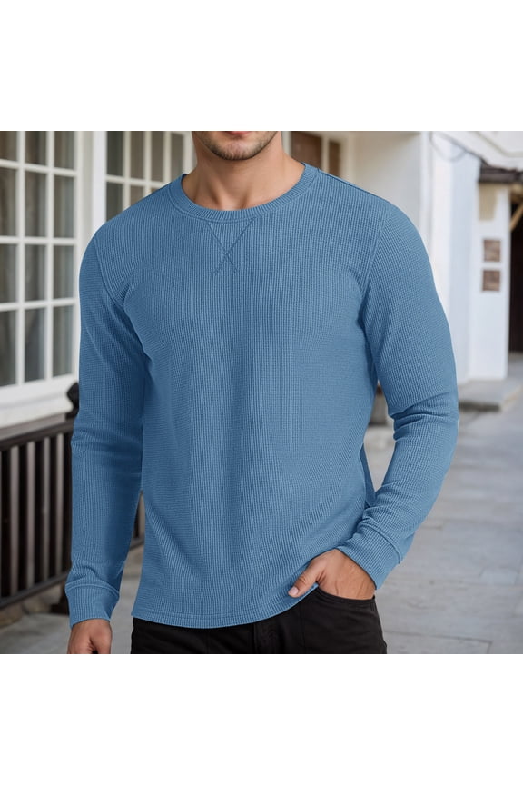 Long Sleeve Thermal Knit Texture Base Layer Top for Fall Winter Size S
