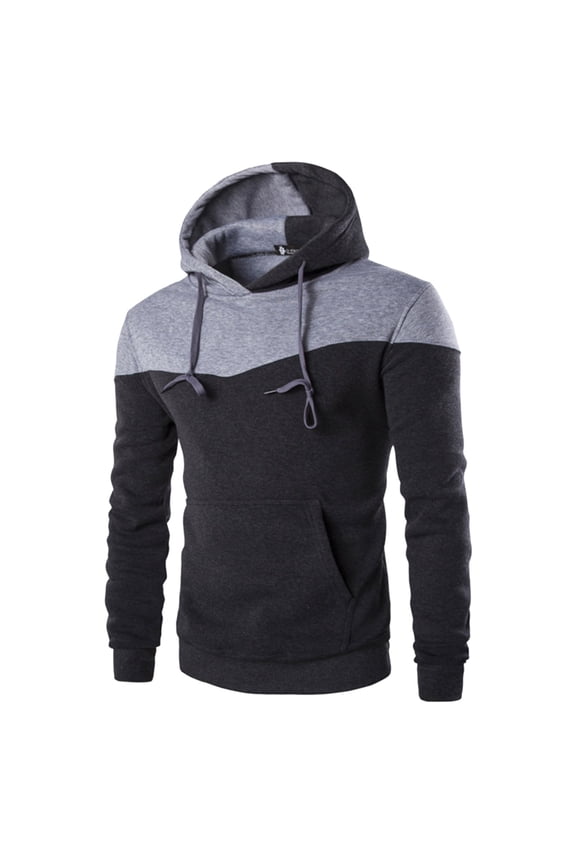 Men's Patchwork Color Hoodie Jacket Street Casual Loose Fit Size L