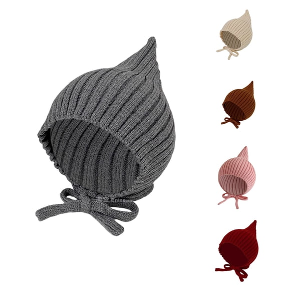QWERTY Red Baby Knit Hat with Ear Flaps Soft Yarn Cap for Boys Girls Photo Size 2M-2Y