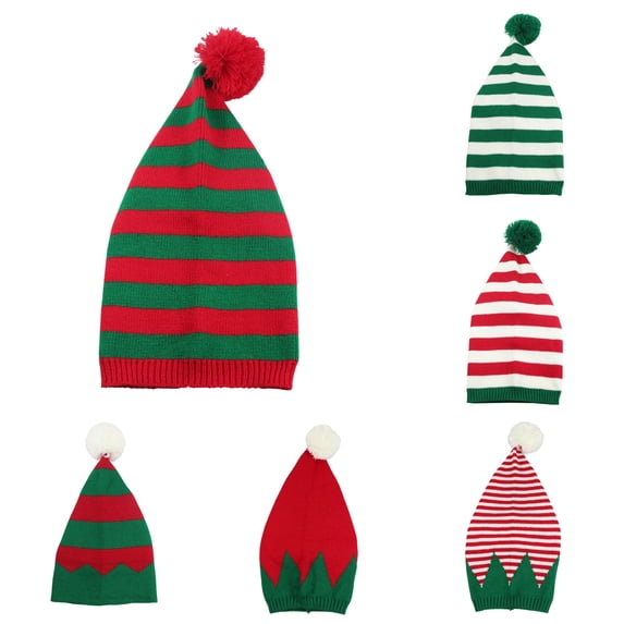 QWERTY Striped Knit Winter Hat Warm Holiday Headwear for Men Women Christmas Season One Size