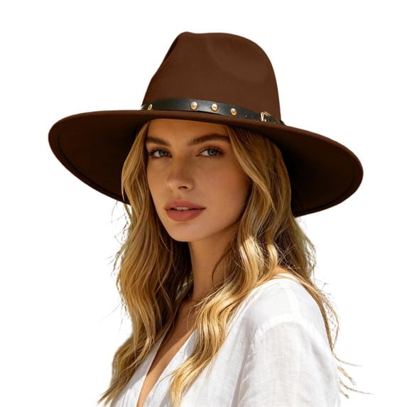 QWERTY Timeless Fedora Hat Wide Brim Jazz Style Ethnic Design Unisex Western Headwear