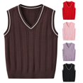 thumbnail image 1 of QWERTY Toddler Boys Girls V Neck Sweater Vest Sleeveless Back to School Uniform Layering Top Size 5-6 Years, 1 of 4