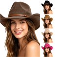 thumbnail image 1 of QWERTY Western Cowboy Hat with Finish Couples Style Fedora Hat for Men Women, 1 of 5
