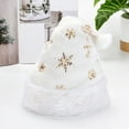 thumbnail image 1 of QWERTY White Santa Hat with Sequins Snowflake Embroidery Holiday Party Hat for Adults One Size, 1 of 3