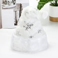 thumbnail image 1 of QWERTY White Santa Hat with Sequins Snowflake Embroidery Holiday Party Hat for Adults One Size, 1 of 3
