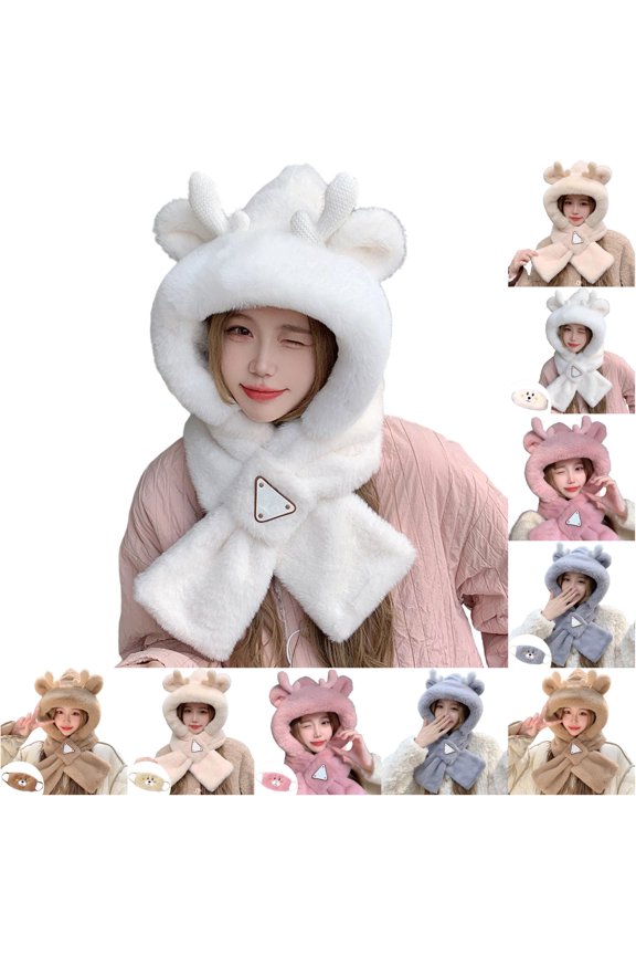Winter Hat Scarf Mask Set Full Face Ear Warmer for Cold Weather Outdoor One Size