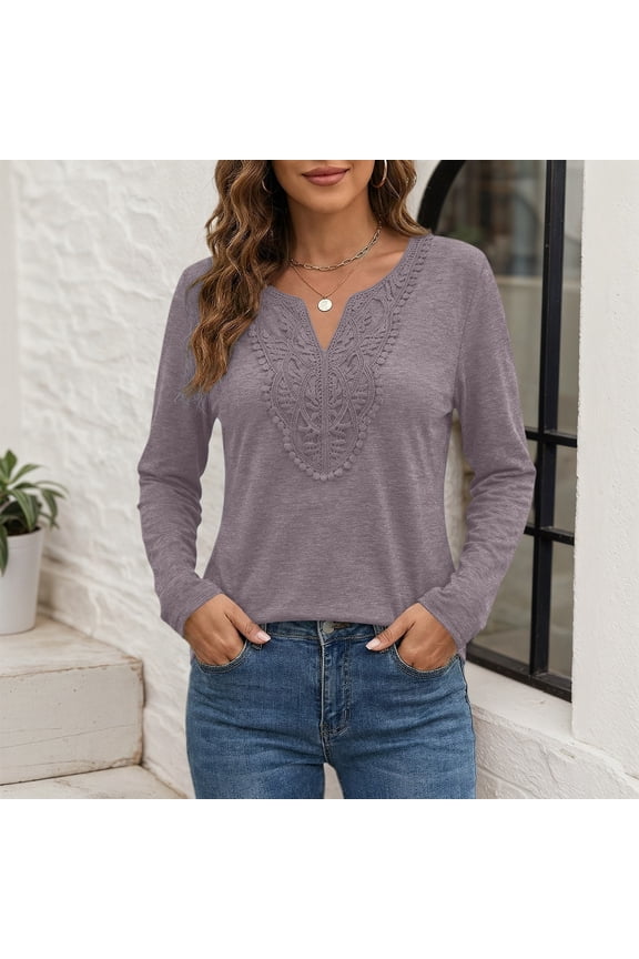 Women Long Sleeve Bohemian Style Blouse Elegant Collar Flowy Casual Tunic Top Size S