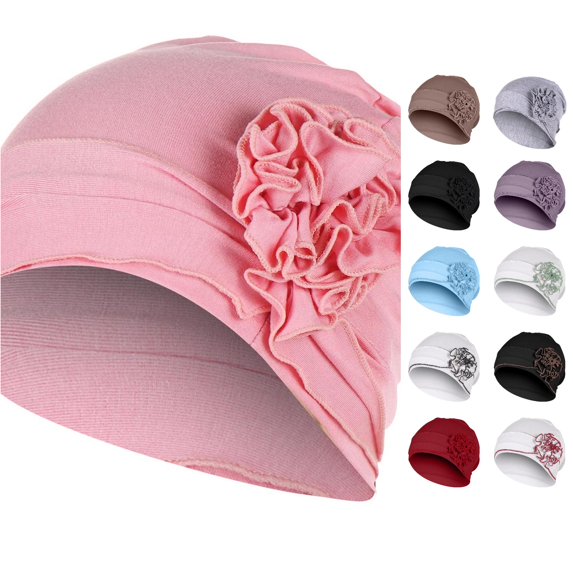 QWERTY Women Mercerized Cotton Hat Plate Flower Bottom Headband Side Flower
