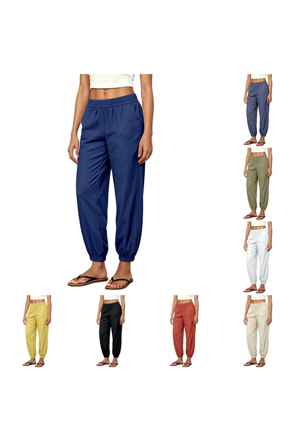 Womens Lightweight Cropped Harem Pants Relaxed Fit Breathable Everyday Wear for Women Size S
