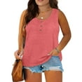 thumbnail image 1 of QWERTYU Flowy Tank Tops for Women Pack Boho Tops for Women Summer with Button Sleeveless Tops for Women Plus Size Solid Color Plus Size Womens Long Tunics for Leggings Pink 2X, 1 of 6
