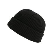 QWERTYU Knitted Beanie Hats for Men Warm Soft Ski Winter Hats Black One Size