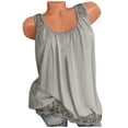 thumbnail image 1 of QWERTYU Ladies Summer Tunics Women Tank Tops Casual Sleeveless Basic Top Henley Button Down Blouses Sleeveless Lace Womens Dress Tops for Older Women Medium Gray 3X, 1 of 7
