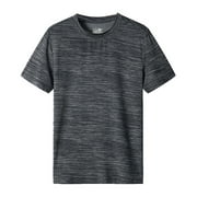 QWERTYU Men's Solid Color Slim Fit Plus Size Crewneck Casual Short Sleeve T-Shirt Dark Gray 6XL