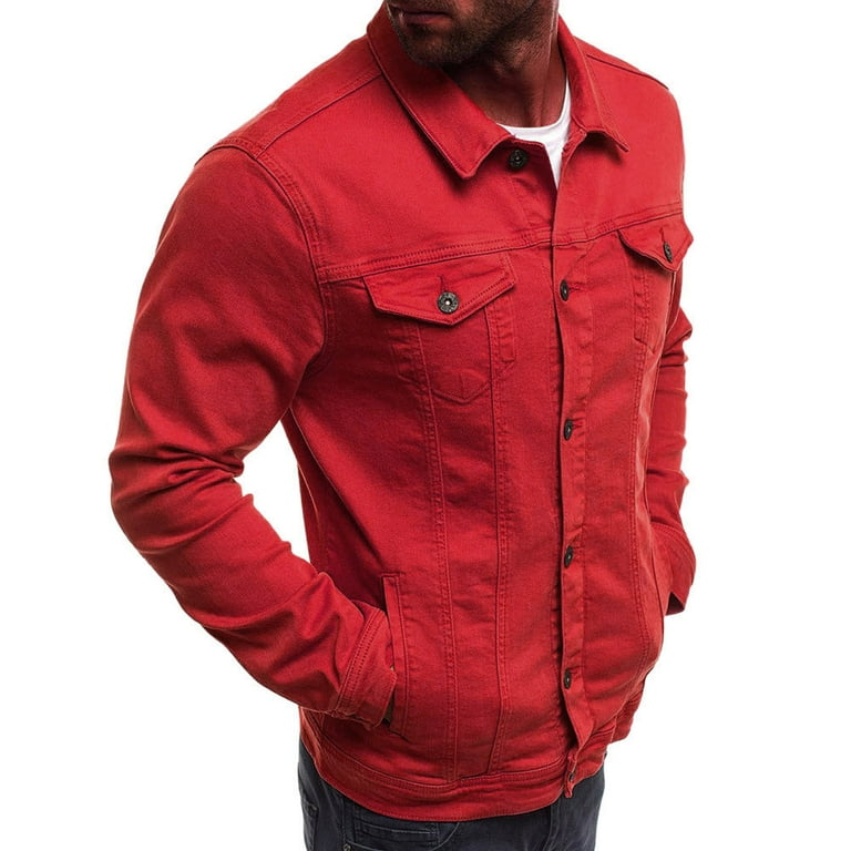 Plus size red jean jacket discount