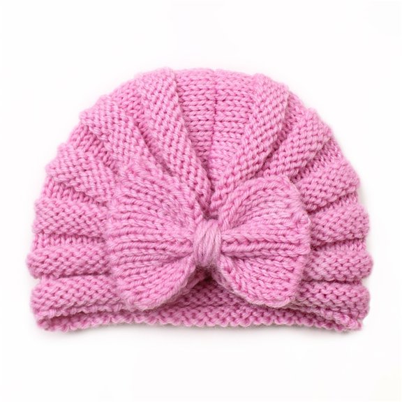 QWERTYU Newborn Infant Ski Hat Baby Toddler Bow Beanie Winter Knitted Cap for Girl Boy 0-2Y One Size