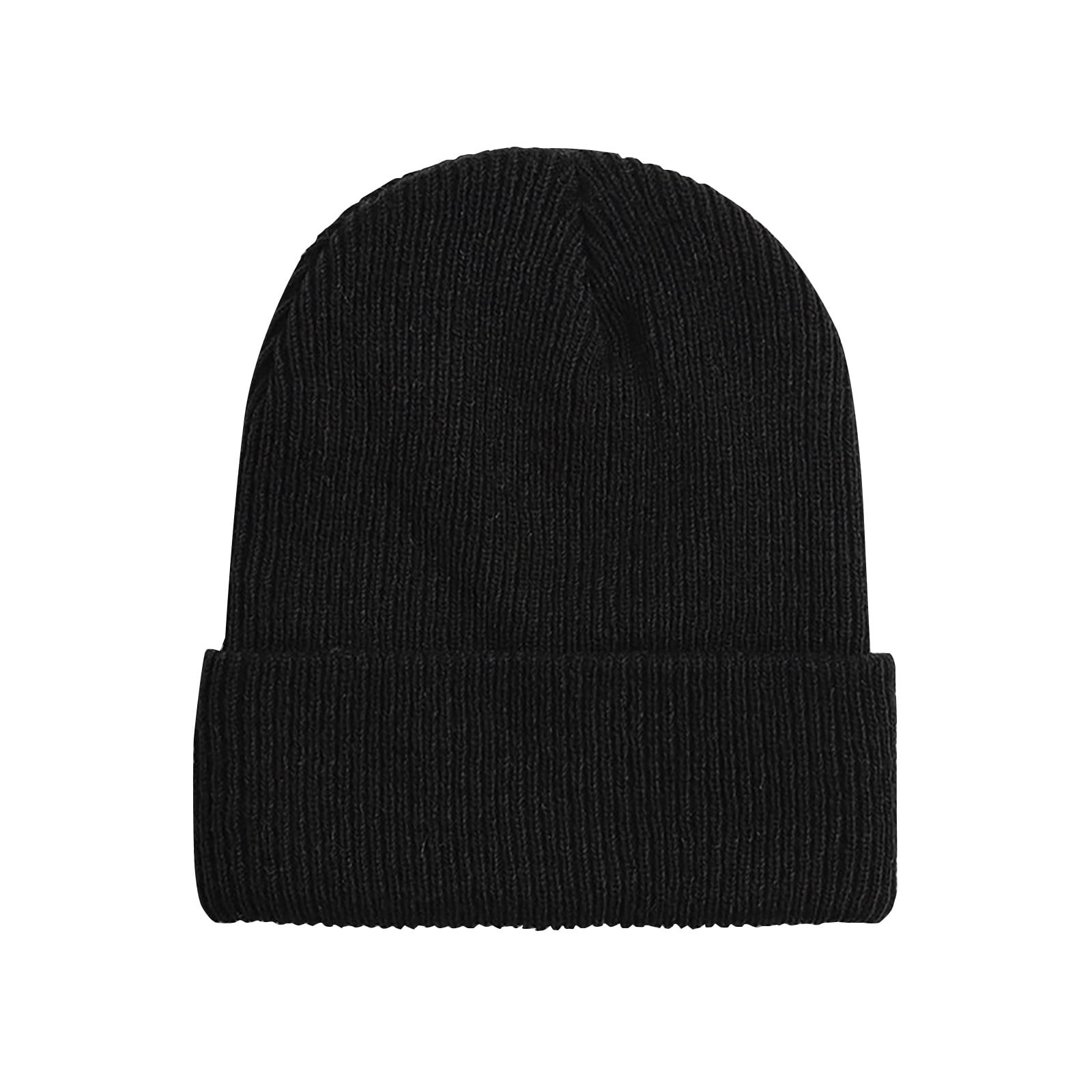 QWERTYU Ski Beanie Hats for Men Soft Warm Winter Knitted Hats Black One