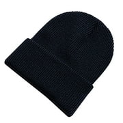 QWERTYU Ski Beanie Hats for Men Soft Warm Winter Knitted Hats Navy One Size