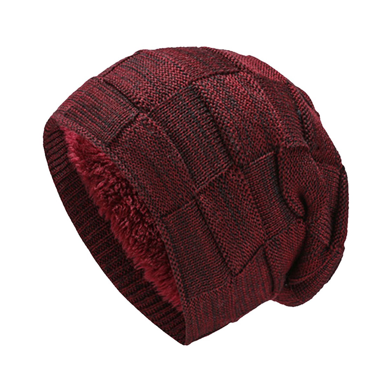 QWERTYU Ski Beanie Hats for Men Soft Winter Warm Knitted Hats Wine One