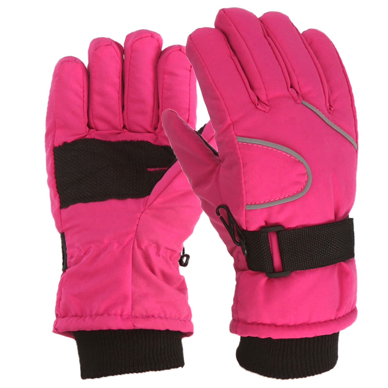 QWERTYU Warm Snow Ski Glove for Children Winter Waterproof Texting Touch Screen Gloves Hot Pink