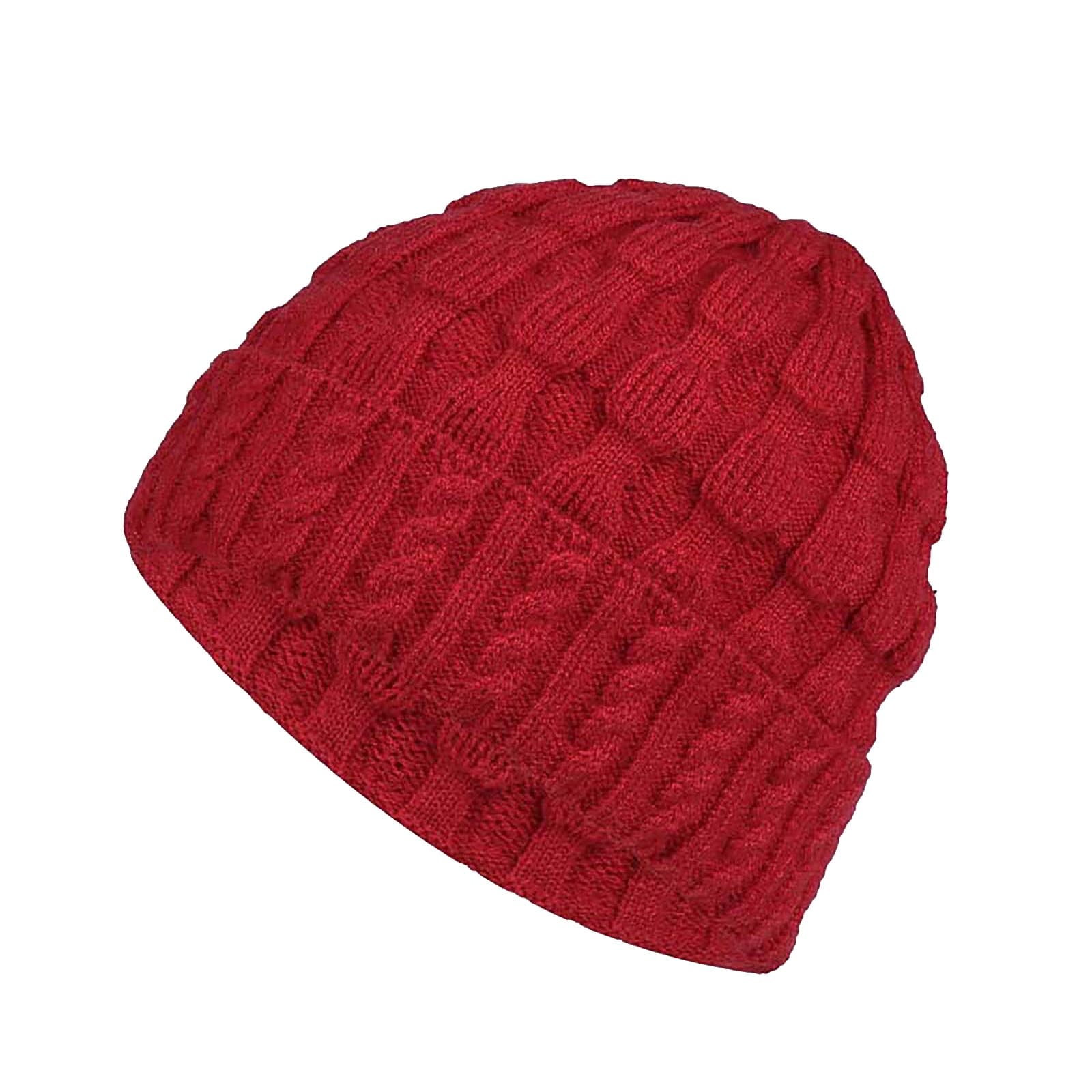QWERTYU Winter Beanie Hats for Women Soft Knitted Ski Warm Hats Wine