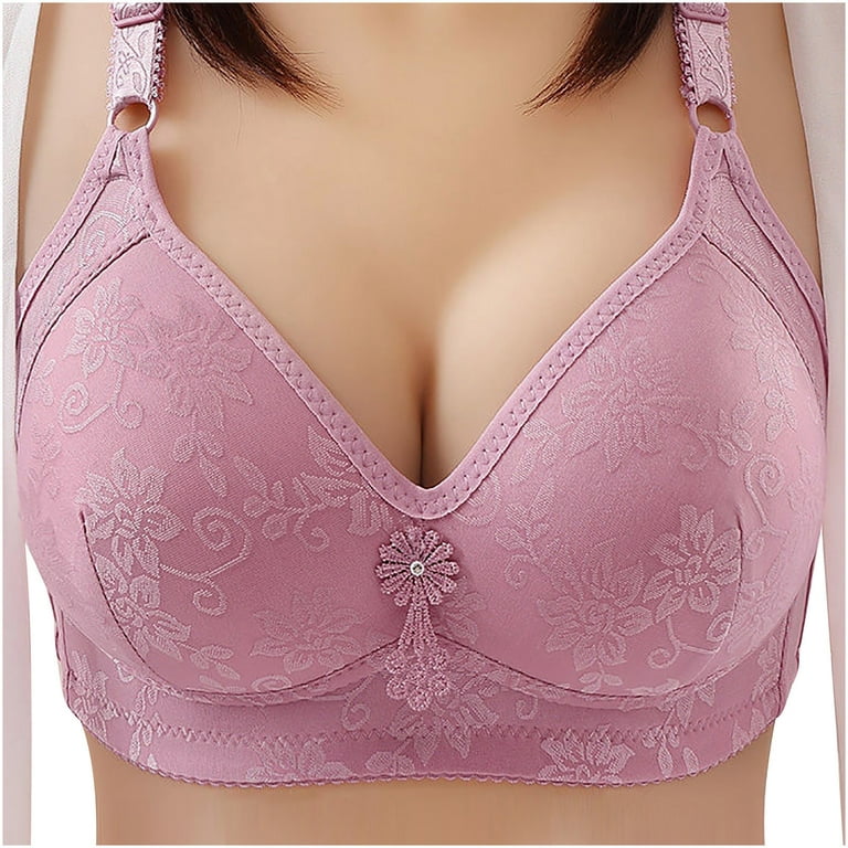 QWERTYU Women's Lightly Padded Bra with Full Coverages Bras Constant Push  Up Plunge Bra Purple 46
