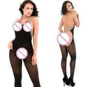QWERTYU Women's Lingerie Sexy Crotchless Body Stockings Fishnet Nightwear Babydoll