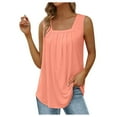thumbnail image 1 of Qwertyu Women's Summer Tank Tops Square Neck Sleeveless Pleated Basic Tops Casual Loose Fit Blouse Tunic Tops Pink 2XL, 1 of 5