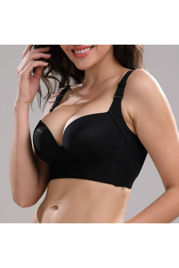 Womens Bras Padded Push-Up Bra Push-Up T-Shirt Bra Black 40F