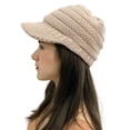 thumbnail image 1 of QWERTYU with Brim Beanie Hats for Women Warm Soft Winter Cable Knit Thick Hats G One Size, 1 of 3