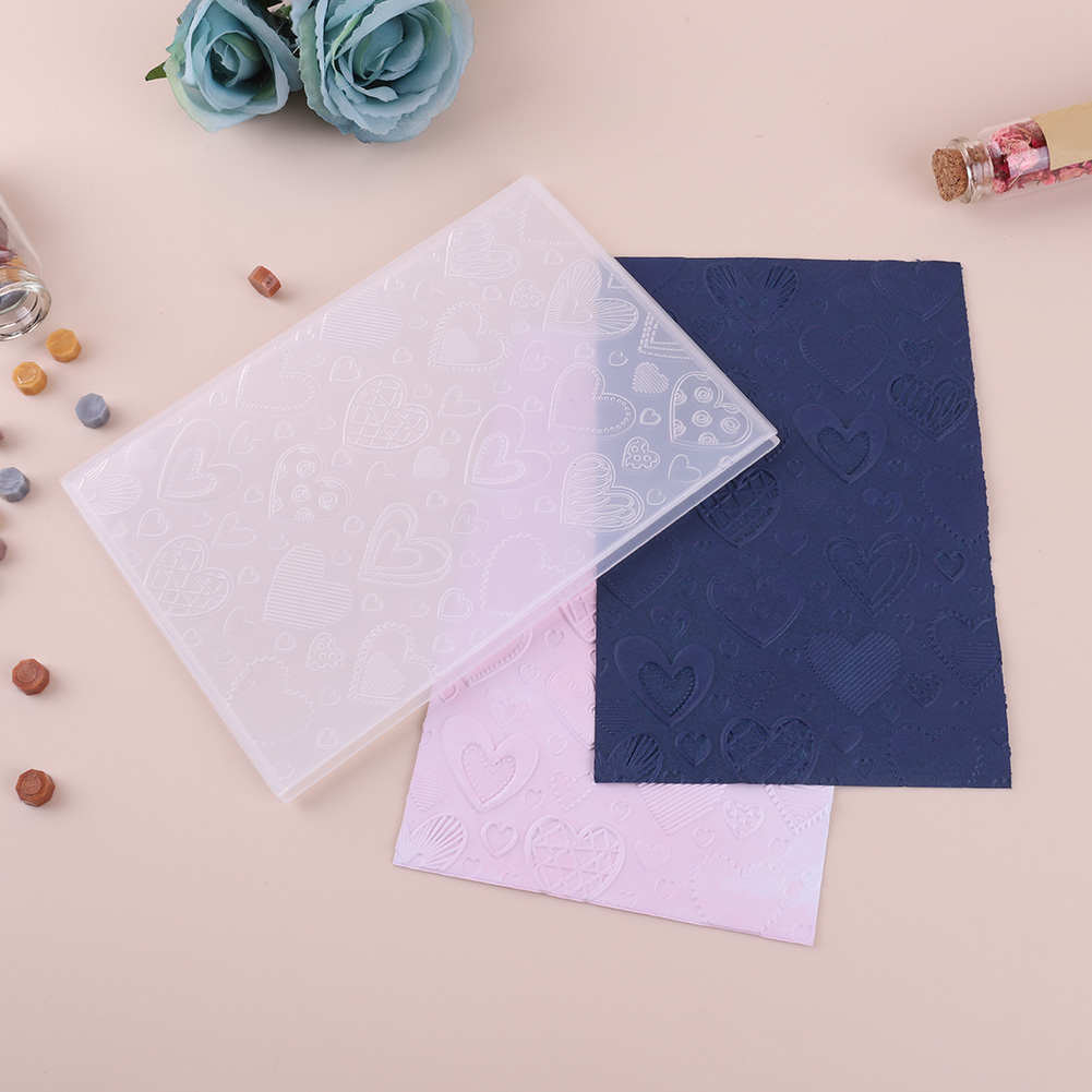 QWEZJ 3D Textured Impressions Background Embossing Folder, Heart ...