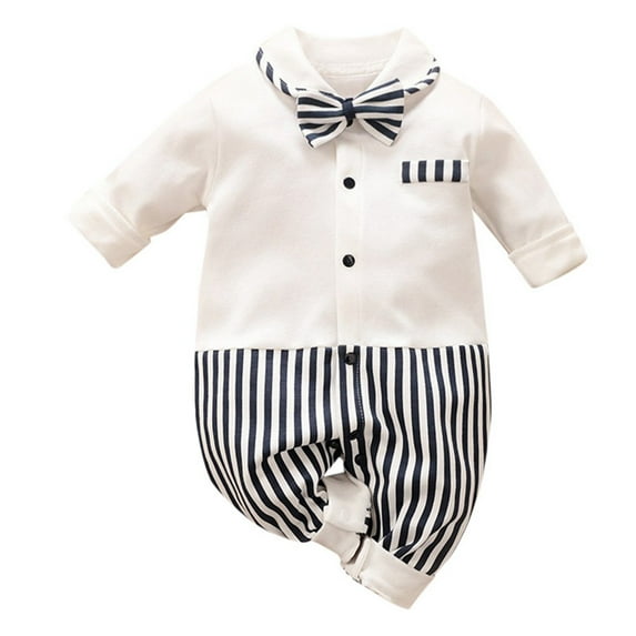 QWIED Baby Boy Outfits Baby Gentleman Romper Jumpsuit Cotton Long Sleeve Clothing Set 9 Months-12 Months