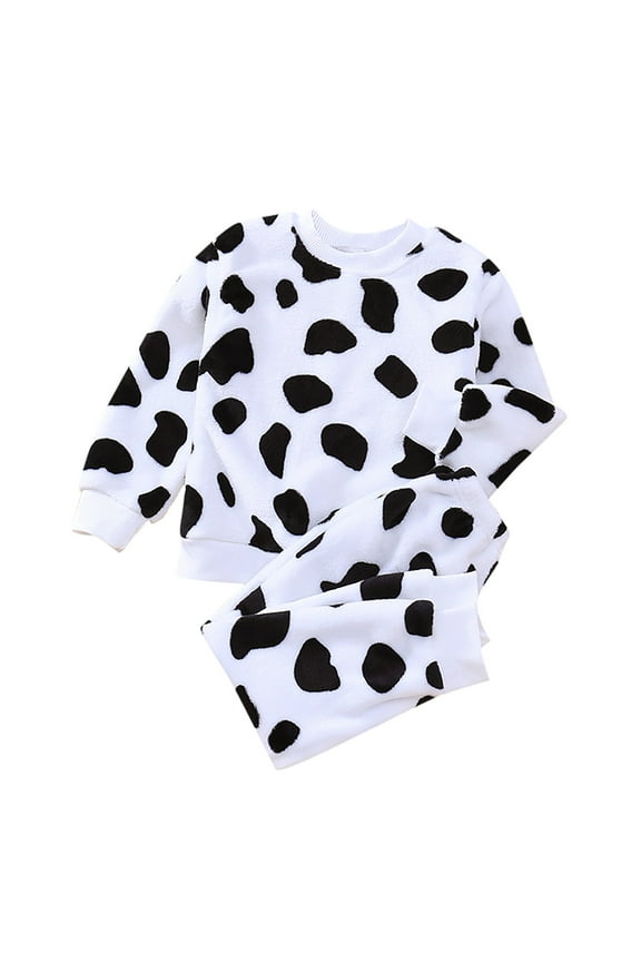 Baby Girl Outfits 2 Piece Toddler Winter Set Warm Flannel Sleepwear Set Tops Pants Soft Comfy Fluffy Clothes Set White 12 Months-18 Months