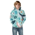 thumbnail image 1 of QWIED Boys Hoodies Little Kids Hooded Unisex Sweatshirt 3D Ocean Animals Printed Pullover with Pocket Sweatshirts Light Blue 3 Years-4 Years, 1 of 3