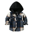 thumbnail image 1 of QWIED Boys Plaid Shacket Jacket Toddler Kids Flannel Shirts Long Sleeve Button Down Hooded Jackets Warm Coat Size 6-12Month, 1 of 3