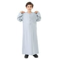 thumbnail image 1 of QWIED Boys Robe Kids Arabic Thobe Long Sleeve Crew Neck Solid Color Teenage Carnival Party Gown Embroidered Robes Size 13-14, 1 of 9