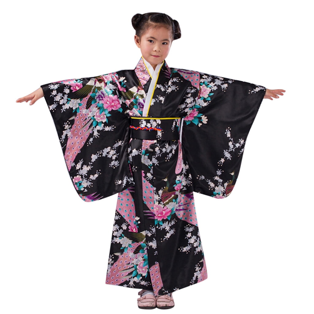QWIED Flower Girl Dresses Traditional Robe Japanese Kids Clothes ...