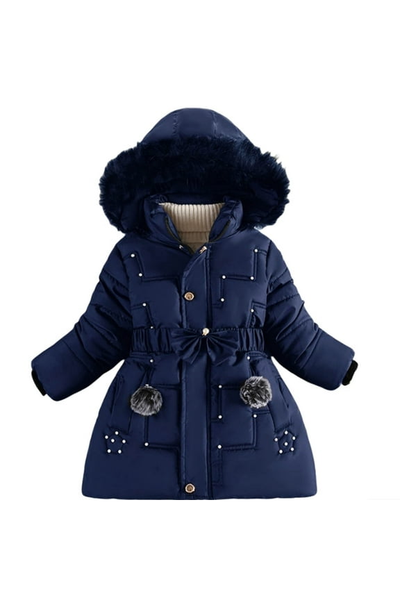 Girl Winter Coats Heavyweight Hooded Puffer Jacket Kid Parka Snow Outwear Size 4-5